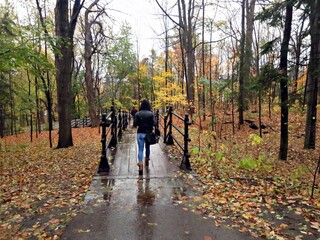 Naklejka premium Walk in the autumn park