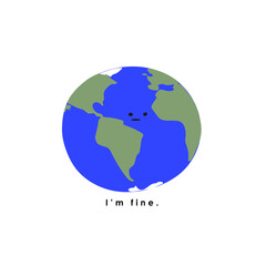 Sad planet earth says I'm fine slogan print illustration