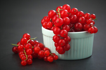 A ceramic bowl with red currant berries