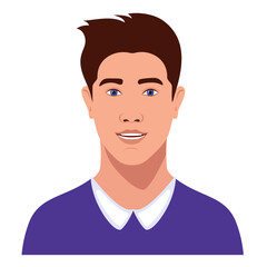 Young handsome guy portrait. University, college student avatar. 