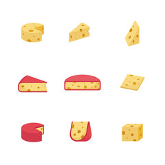 cheese vector flat design line icon set