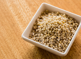 Barley seeds in bowl , in door  Chiangmai  Thailand