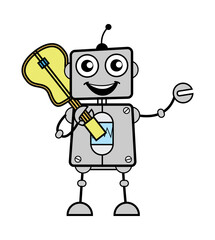 Cartoon Robot Holding Guitar