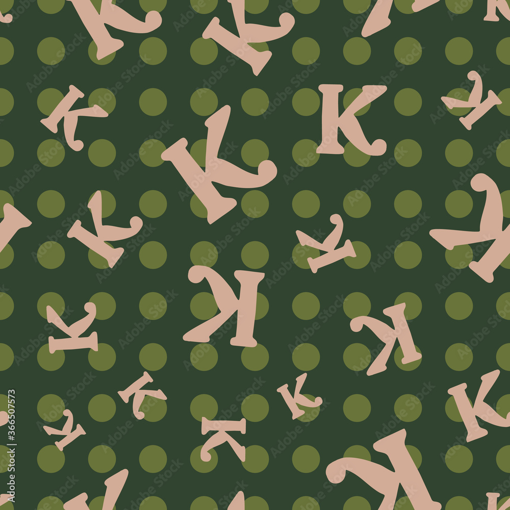 Poster k from the alfabet repeat pattern print background
