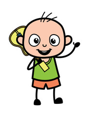 Cartoon Bald Boy Holding Guitar