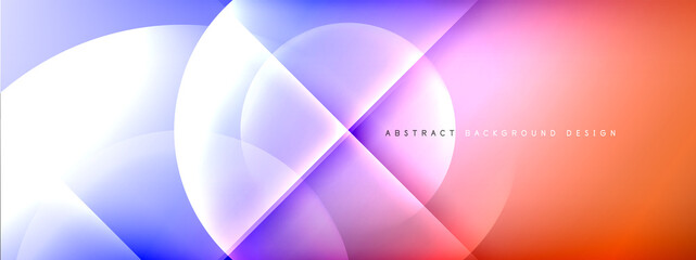 Vector abstract background - circle and cross on fluid gradient with shadows and light effects. Techno or business shiny design templates for text