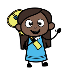 Cartoon Black Girl Holding Guitar