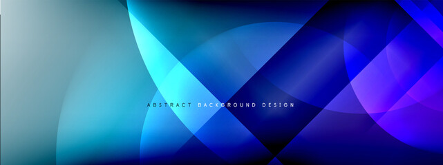Vector abstract background - circle and cross on fluid gradient with shadows and light effects. Techno or business shiny design templates for text