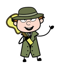 Cartoon Spy Holding Guitar