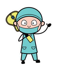 Cartoon Surgeon Holding Guitar