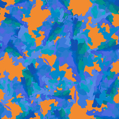 UFO camouflage of various shades of orange, blue, green and violet colors