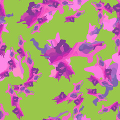 Fototapeta na wymiar UFO camouflage of various shades of green, pink and violet colors