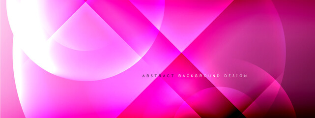 Vector abstract background - circle and cross on fluid gradient with shadows and light effects. Techno or business shiny design templates for text