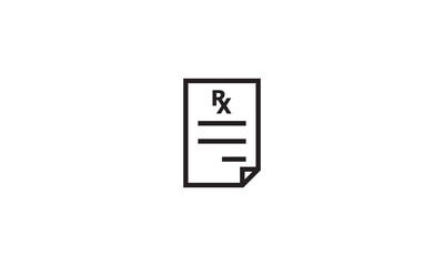 Prescription icon in flat style. Rx document vector illustration on white isolated background. Paper business concept.