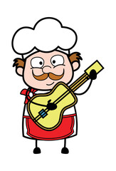 Cartoon Businessman Playing Guitar