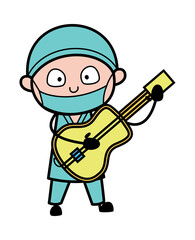 Cartoon Surgeon Playing Guitar