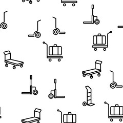 Handcart Transport Vector Seamless Pattern Thin Line Illustration