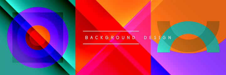 Obraz premium Neo memphis geometric pattern with circles, squares and lines. Pop art abstract background for covers, banners, flyers and posters and other templates