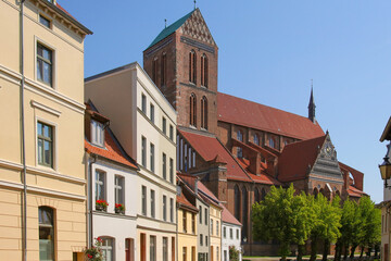 Fototapeta na wymiar The St. Nikolai Church in the old town of the hanseatic town Wismar, Baltic Sea, Germany