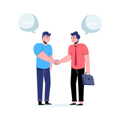 Two businessmen conversation. Flat vector illustration