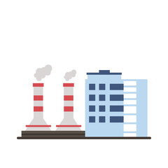 Naklejka premium industry factory buildings and chimneys flat style icons