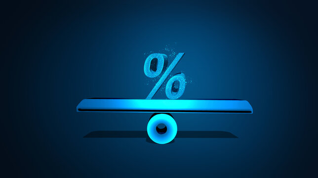 High And Low Interest Interest. Percentage Up Icon. 3d Illustration