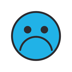 sad emoji face line and fill style icon vector design