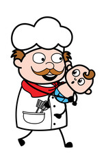 Cartoon Businessman Holding a Baby