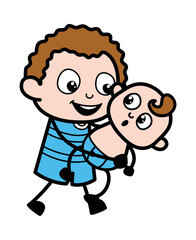 Cartoon Kid Holding a Baby