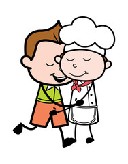 Cartoon Schoolboy Giving a Hug