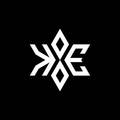 KE monogram logo with star shape and luxury style
