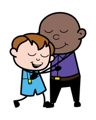 Cartoon Bald Black Man Giving a Hug