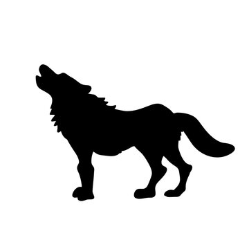 Howling wolf vector silhouette. Forest animal vector illustration.