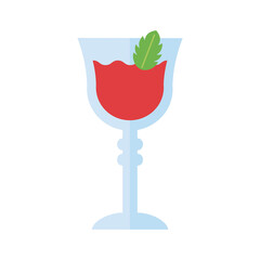cup with cocktail and mint leaf drink flat style icon