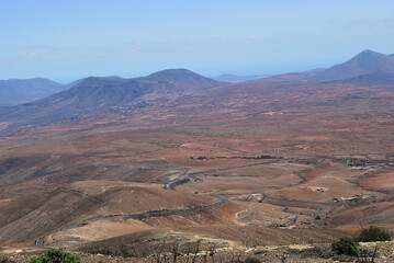 Mountainous landscape from the center of the Canary Island Spanish Fuerteventura