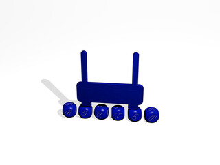 Obraz premium 3D illustration of ROUTER graphics and text made by metallic dice letters for the related meanings of the concept and presentations. internet and connection
