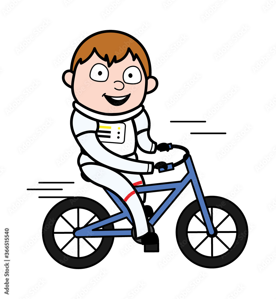 Wall mural Cartoon Astronaut Riding bicycle - Wall murals