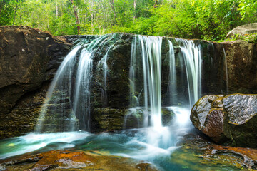Beautiful deep forest waterfall at Udon Thani in Thailand