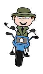 Obraz premium Cartoon Spy Riding Motorbike
