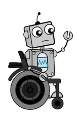 Cartoon Robot on Wheel Chair