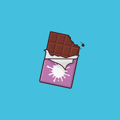 Milk Chocolate Bar with torn wrapper and bite vector illustration for Milk Chocolate Day on July 28.