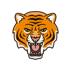 Roaring tiger face isolated vector illustration  for International Tiger Day on July 29. 