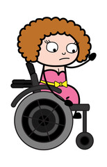 Cartoon Young Lady on Wheel Chair