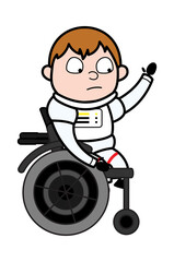 Cartoon Astronaut on Wheel Chair