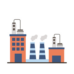 industry factory buildings and chimneys flat style icons