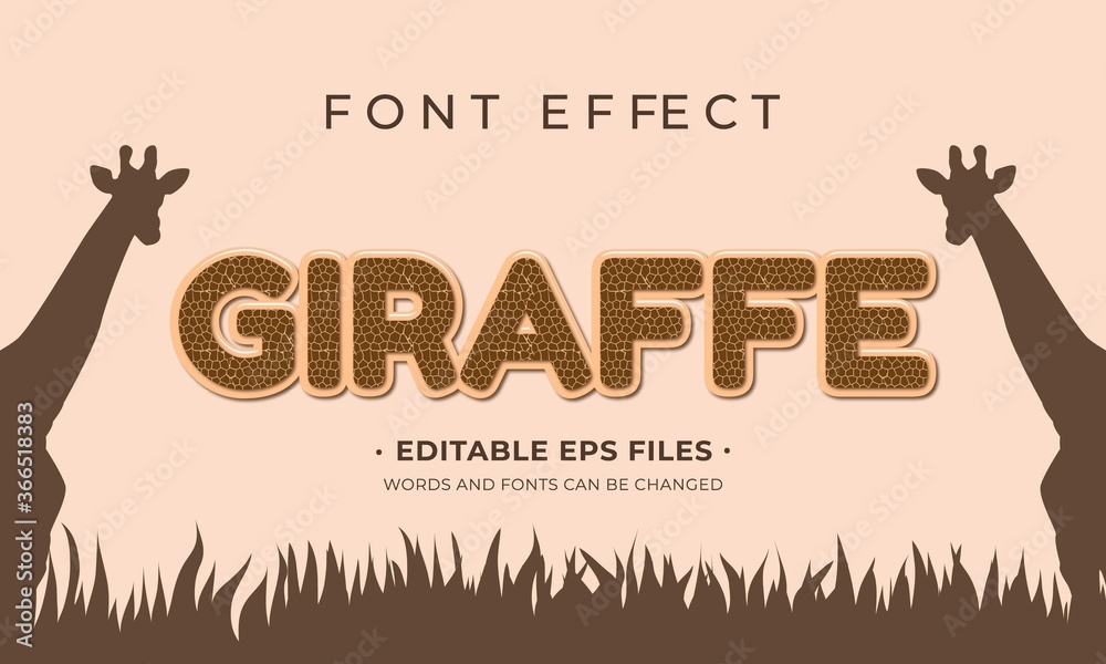 Fototapete giraffe font effect. font effect with giraffe skin vector design. easy to change text and font