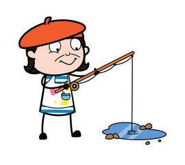 Cartoon Artist Fishing