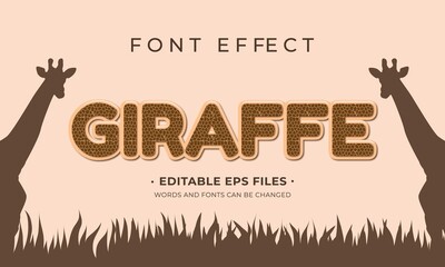 Giraffe font effect. Font effect with giraffe skin vector design. easy to change text and font