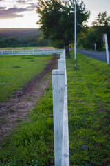 wooden white fence for horses