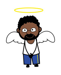 Cartoon African American Man in Angel Costume